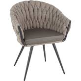 Braided Matisse Accent Chair in Grey Leatherette & Grey Fabric